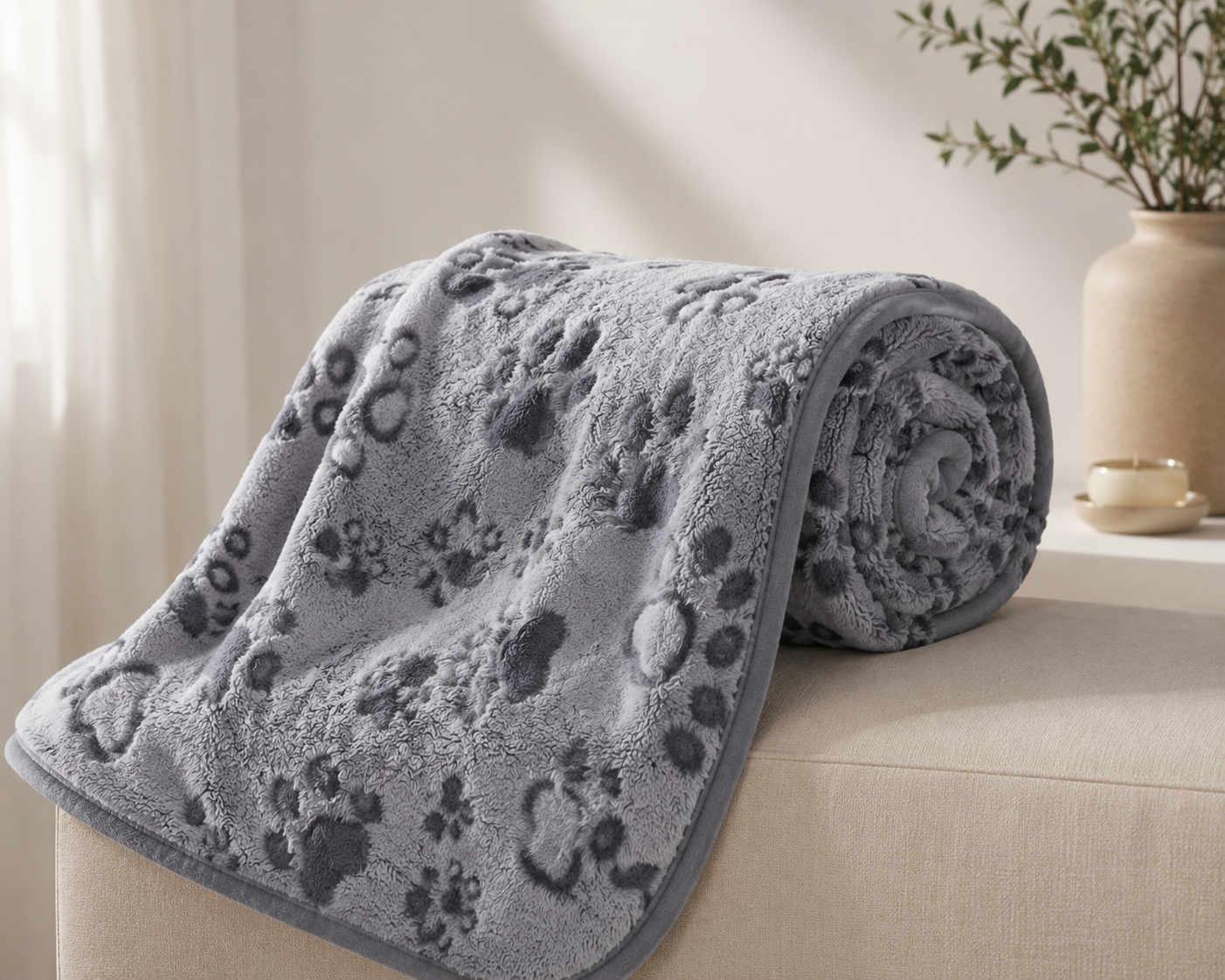Luxe Paw Print Pet Blanket