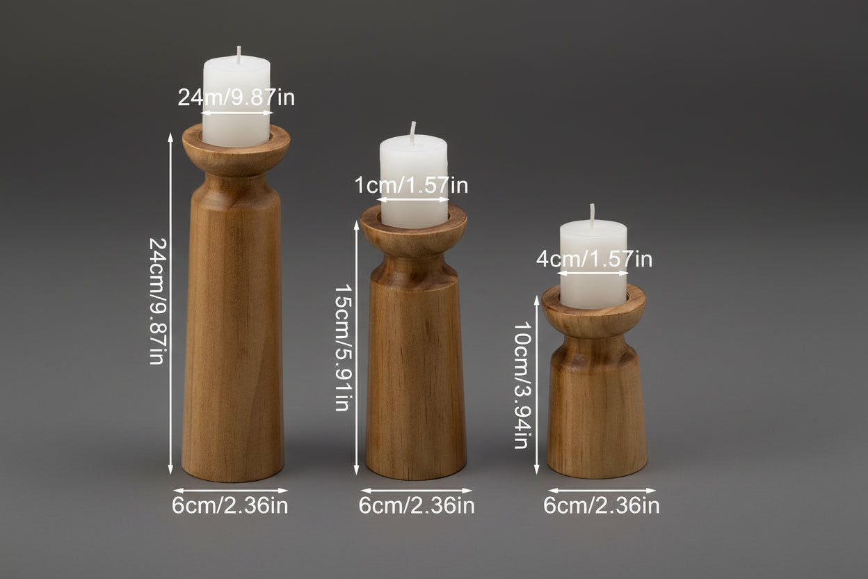 Wooden Candle Holder Set
