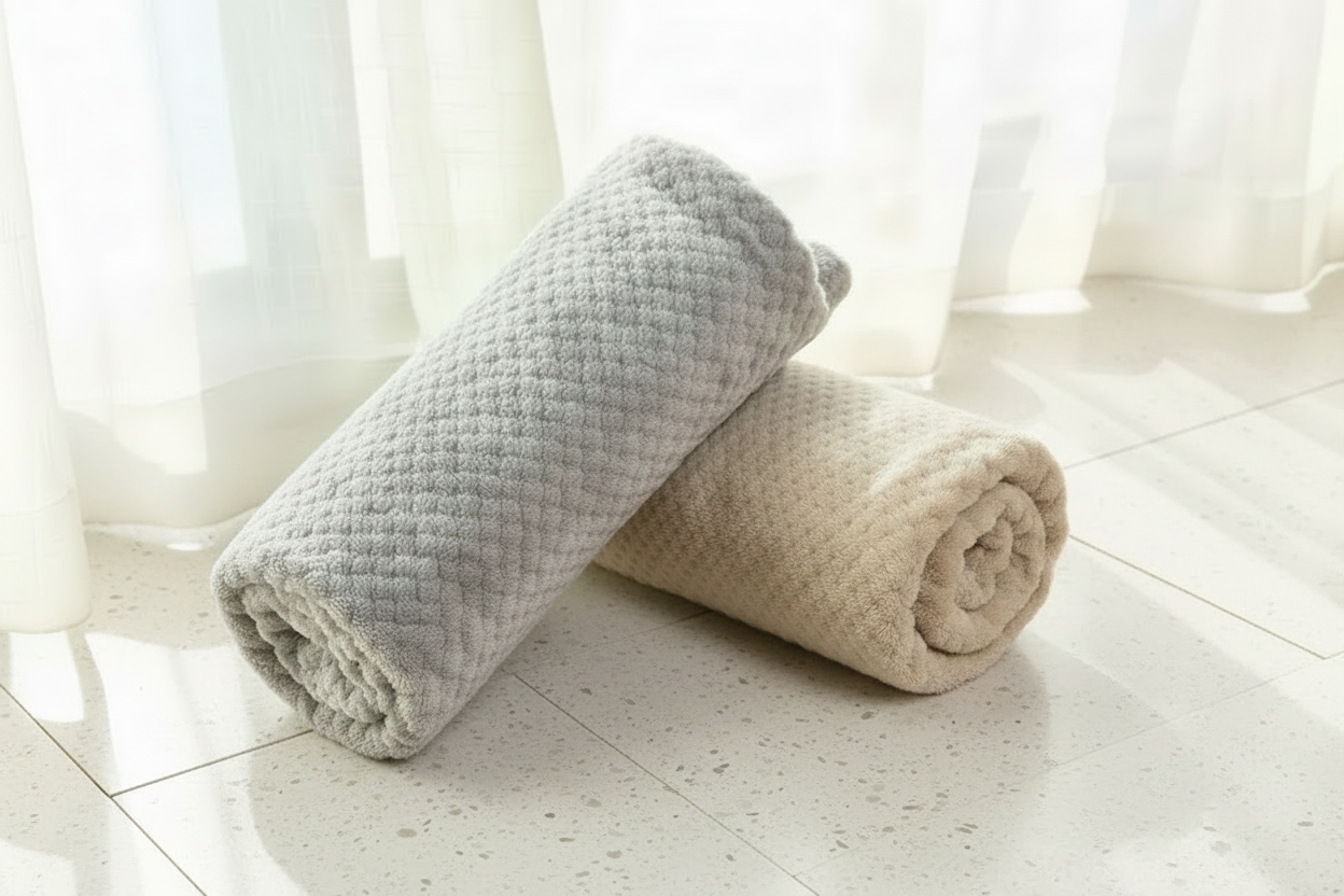 Cloud and Latte flannel blankets together