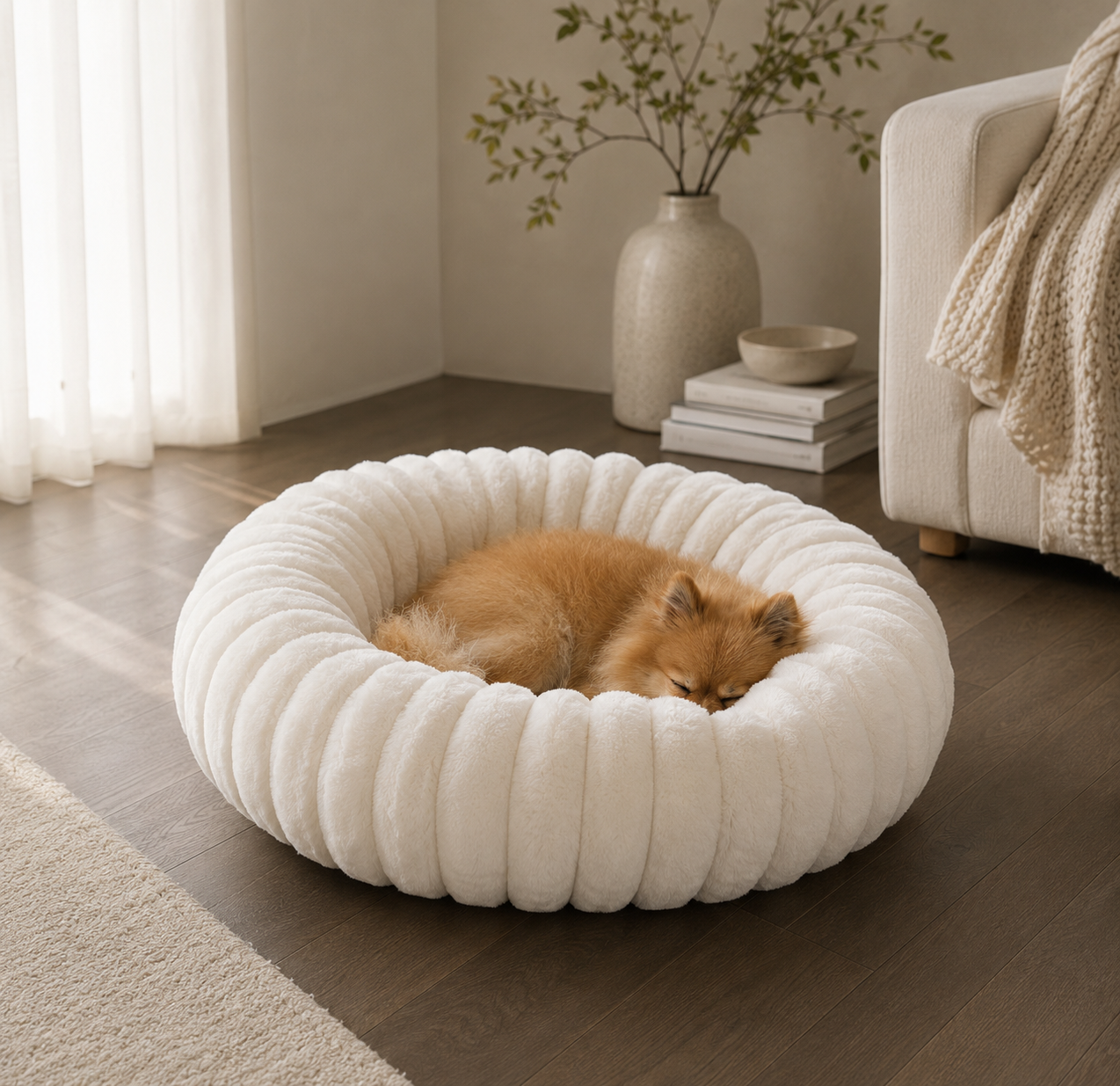 Luxe Plush Round Dog Bed