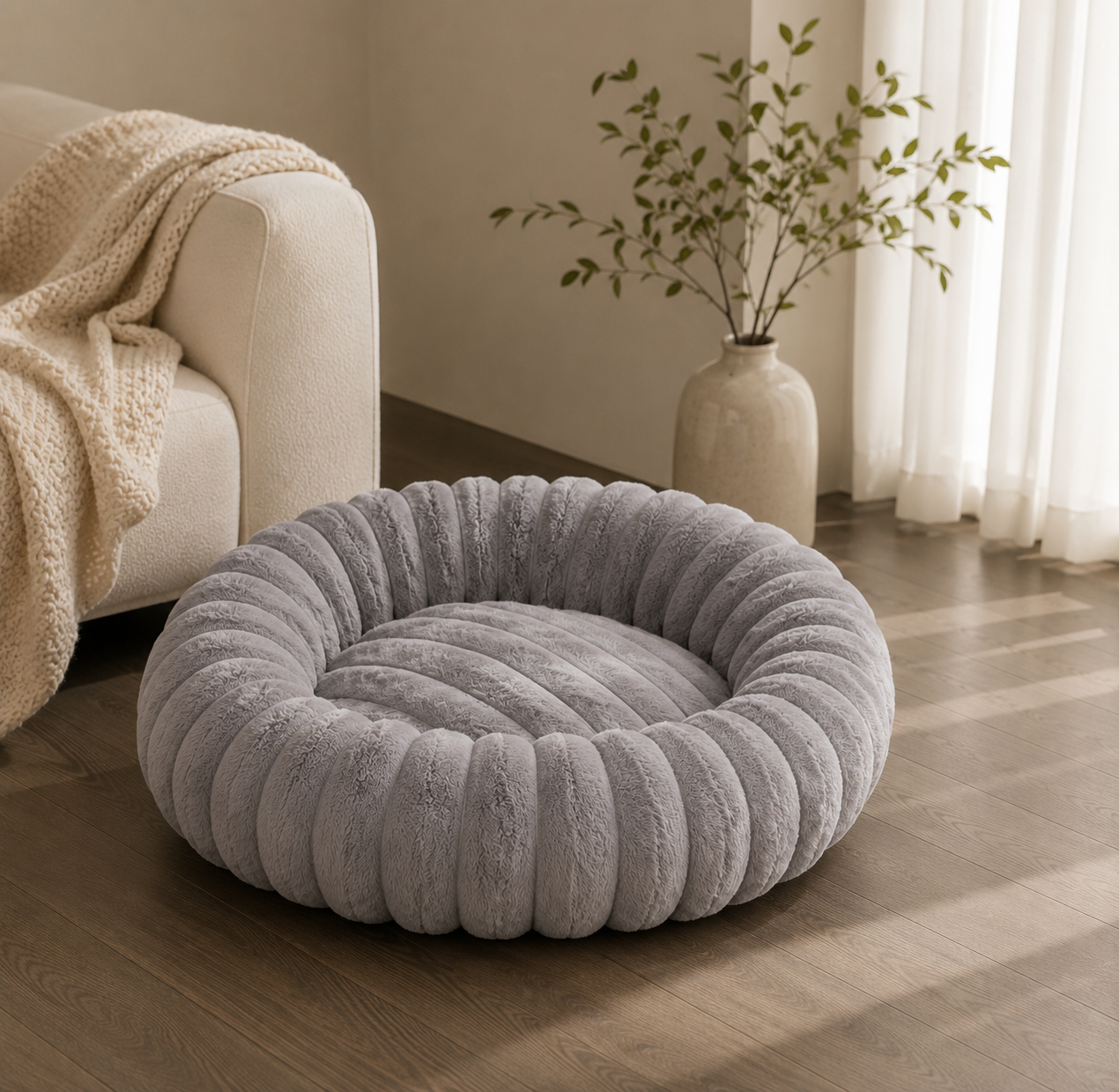 Luxe Plush Round Dog Bed