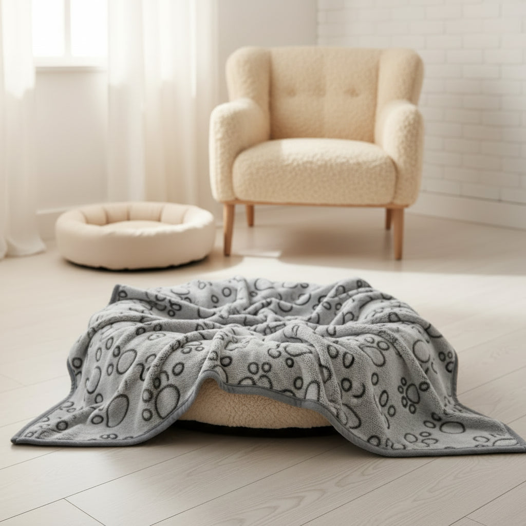 Luxe Paw Print Pet Blanket