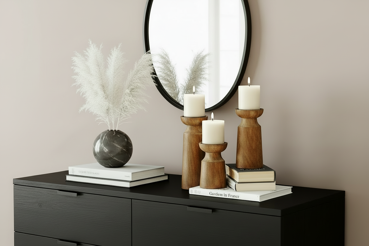 Wooden Candle Holder Set