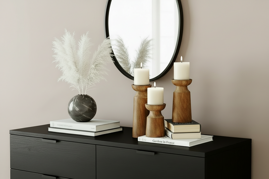 Wooden Candle Holder Set